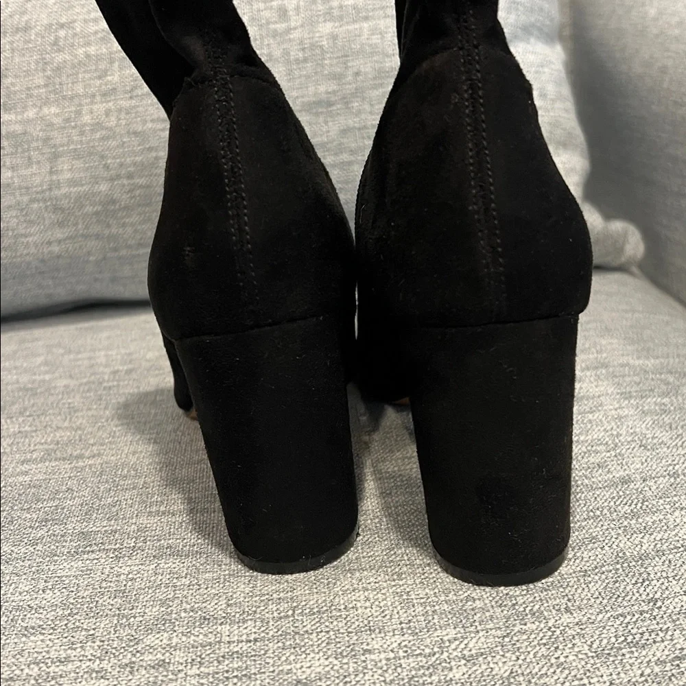 Steven Lieve Black Suede Pointed-Toe Sock Boots - Picture 5 of 11